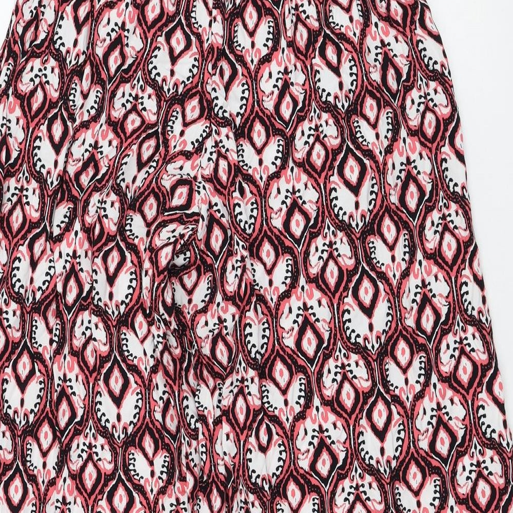 Marks and Spencer Womens Multicoloured Geometric Viscose Cropped Trousers Size 8 L23 in Regular