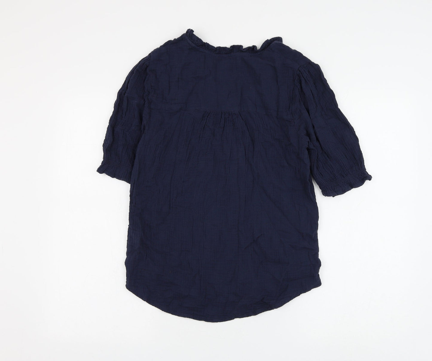 Per Una Womens Blue Cotton Basic Button-Up Size 6 V-Neck