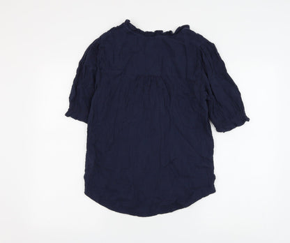 Per Una Womens Blue Cotton Basic Button-Up Size 6 V-Neck