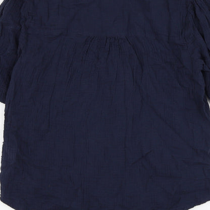 Per Una Womens Blue Cotton Basic Button-Up Size 6 V-Neck