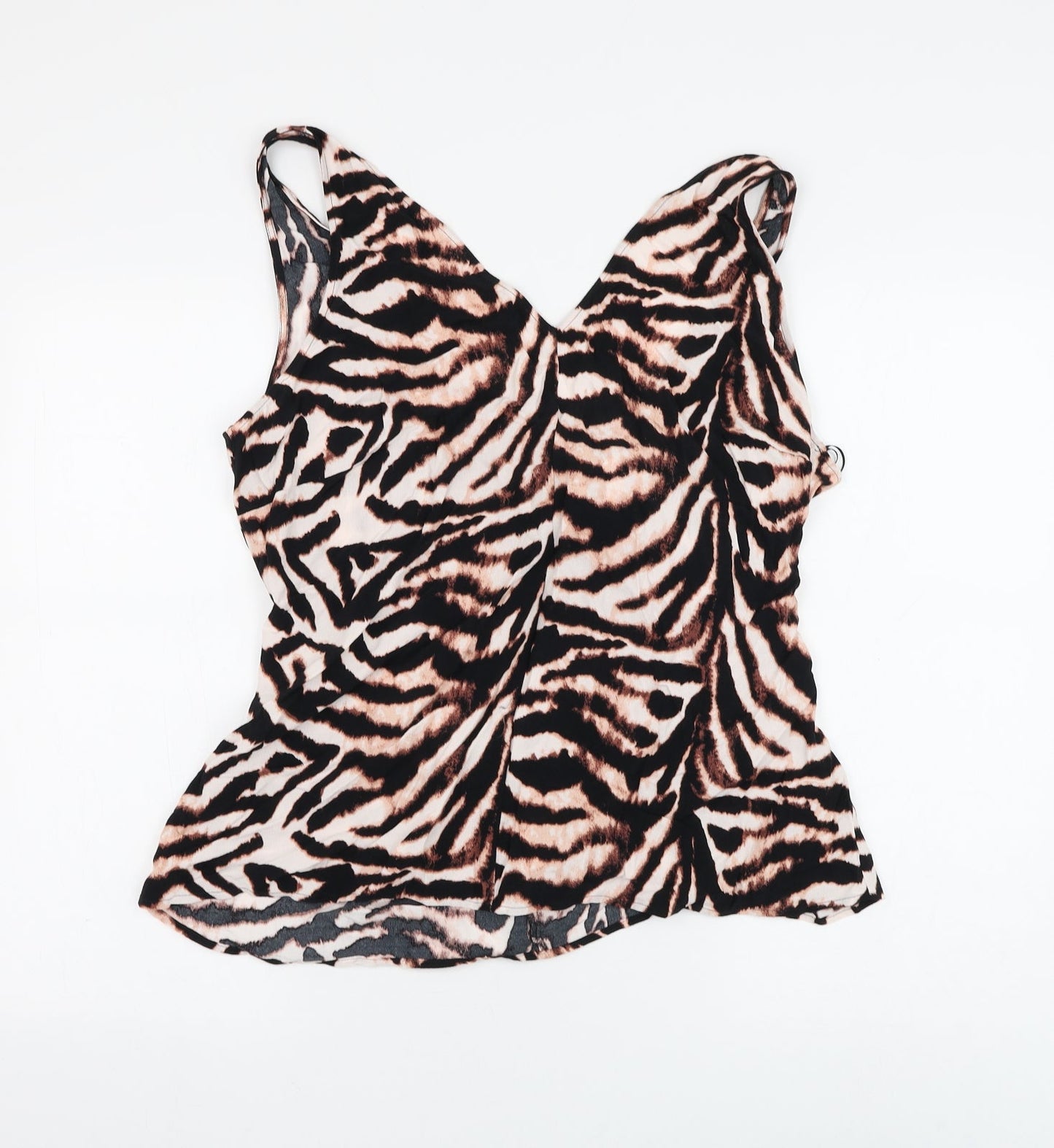 Marks and Spencer Womens Multicoloured Animal Print Viscose Basic Blouse Size 18 V-Neck - Zebra Print