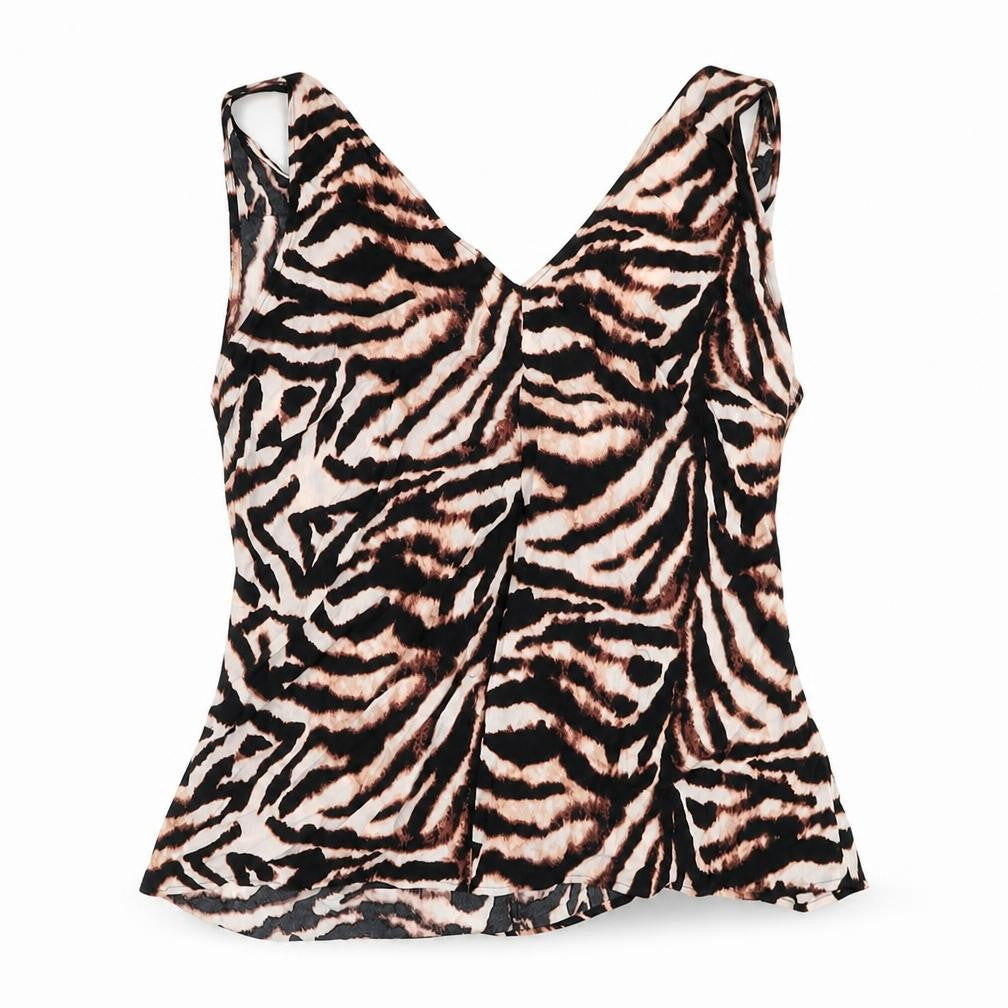 Marks & Spencer Womens Multicoloured Animal Print Viscose Basic Blouse Size 18 V-Neck - Zebra Print