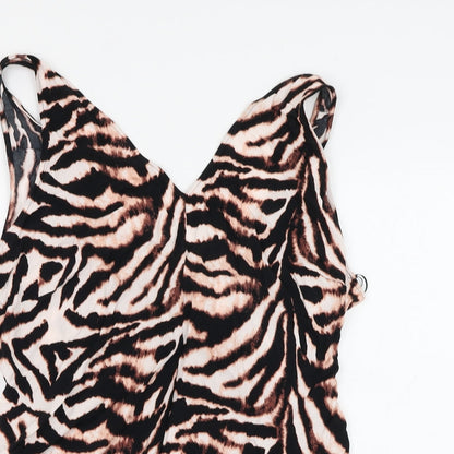 Marks & Spencer Womens Multicoloured Animal Print Viscose Basic Blouse Size 18 V-Neck - Zebra Print