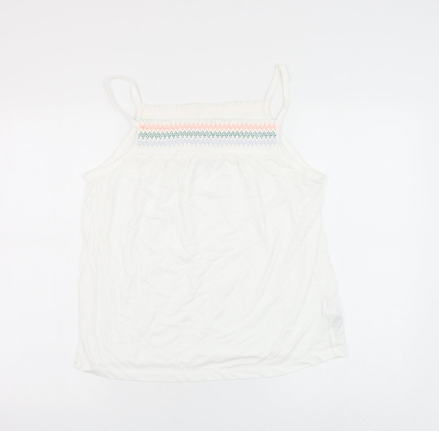 Marks and Spencer Womens White Cotton Camisole Tank Size 12 Square Neck