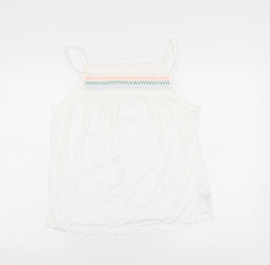 Marks and Spencer Womens White Cotton Camisole Tank Size 12 Square Neck