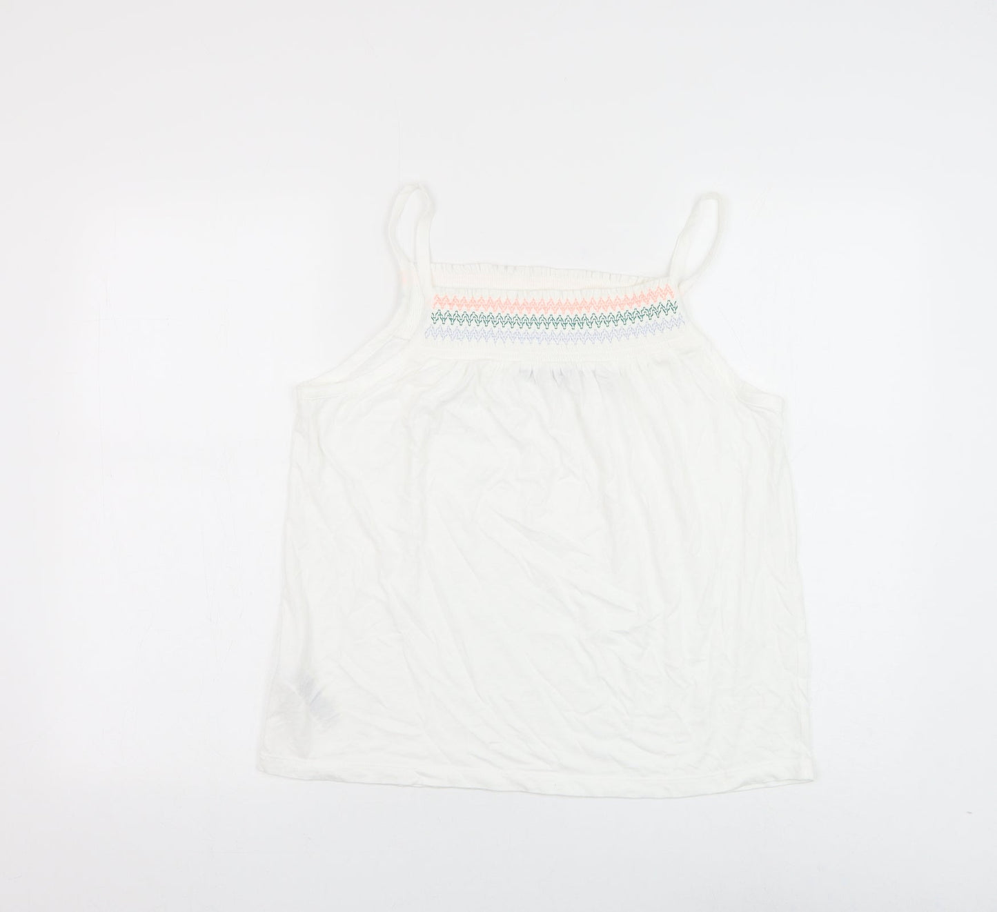 Marks and Spencer Womens White Cotton Camisole Tank Size 12 Square Neck