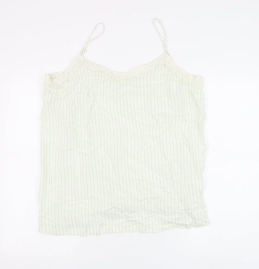 Marks and Spencer Womens White Striped Viscose Camisole Tank Size 20 V-Neck