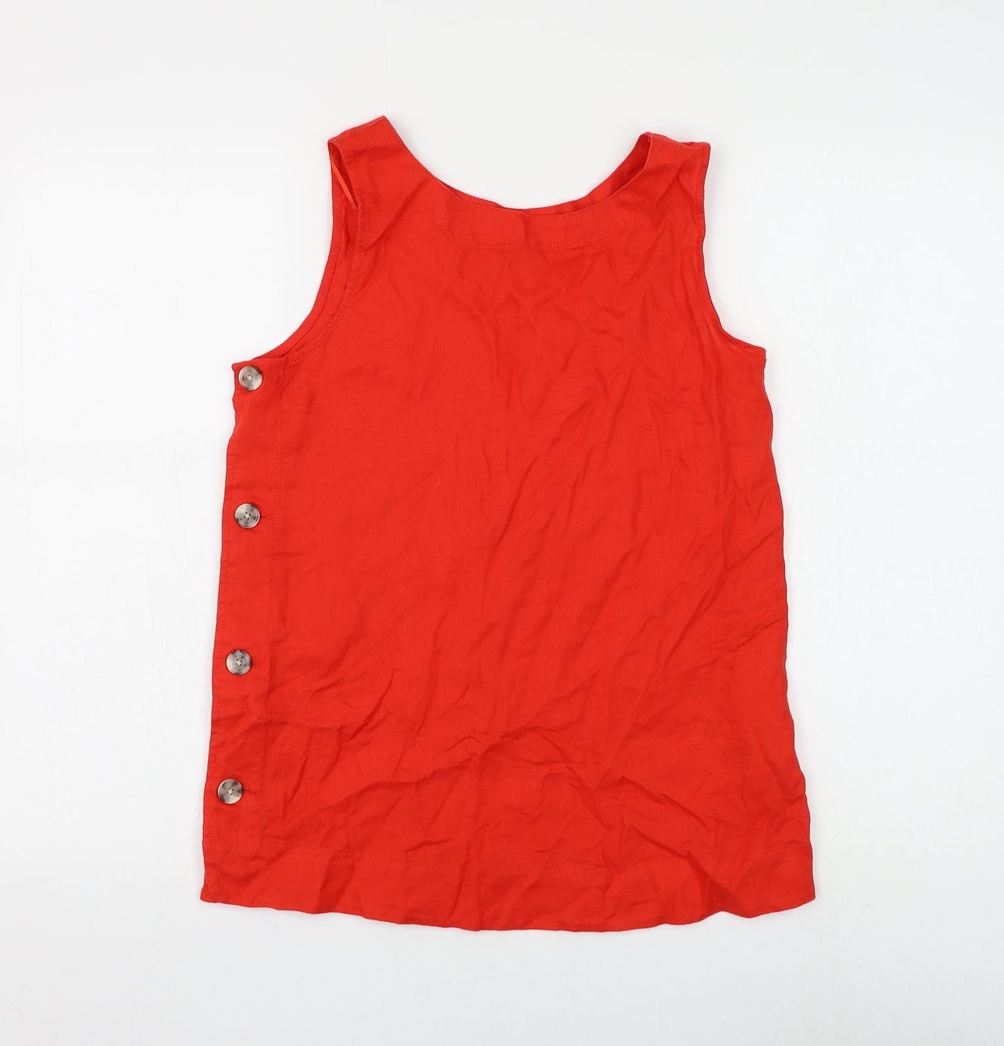 Marks and Spencer Womens Red Flax Basic Tank Size 6 Round Neck