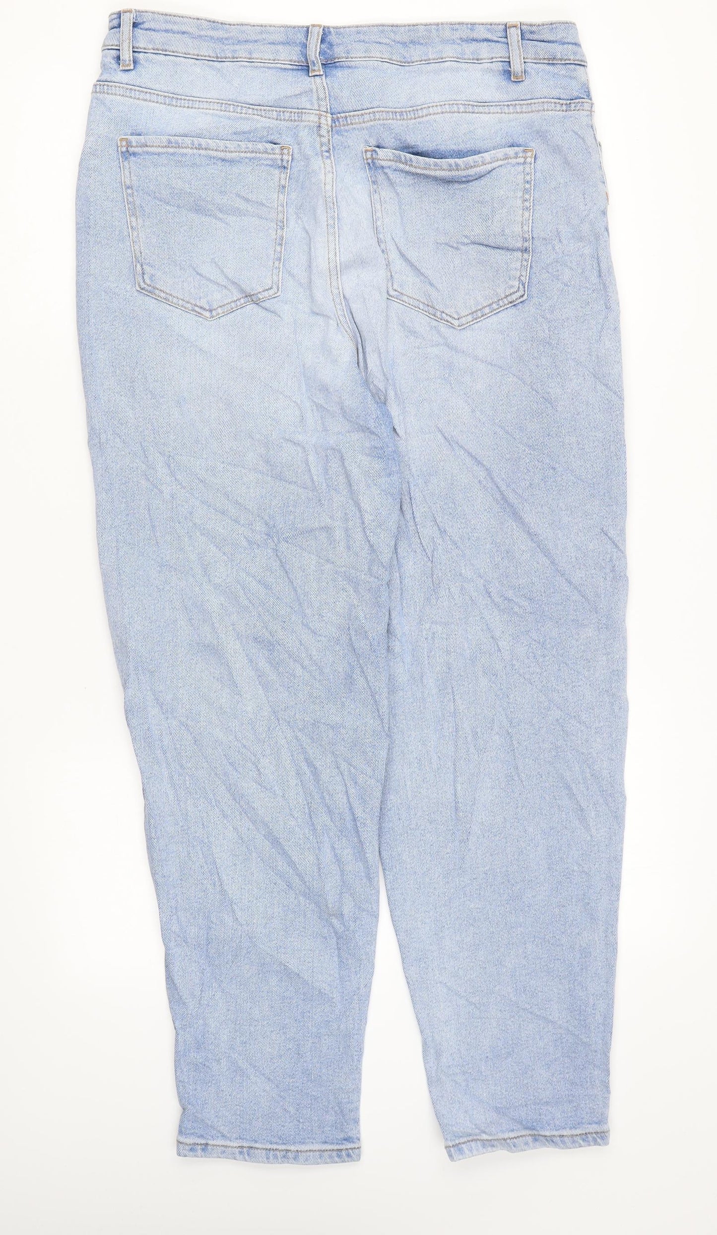 Preworn Womens Blue Cotton Mom Jeans Size 34 in L27 in Regular Zip