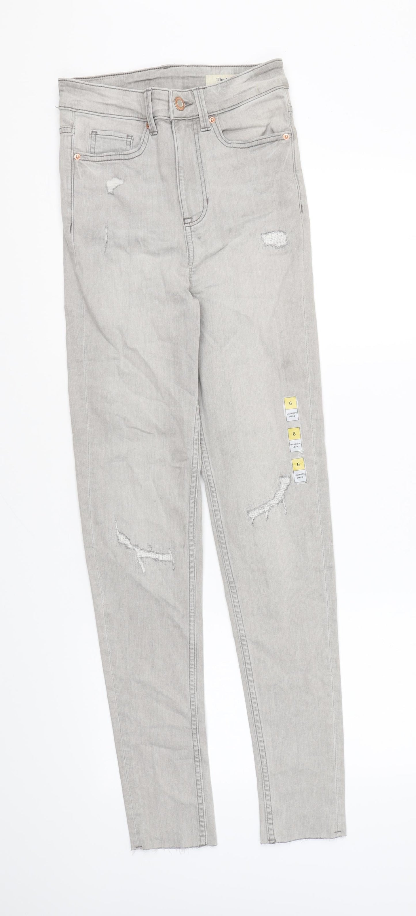 Marks and Spencer Womens Grey Cotton Skinny Jeans Size 6 L28 in Regular Zip