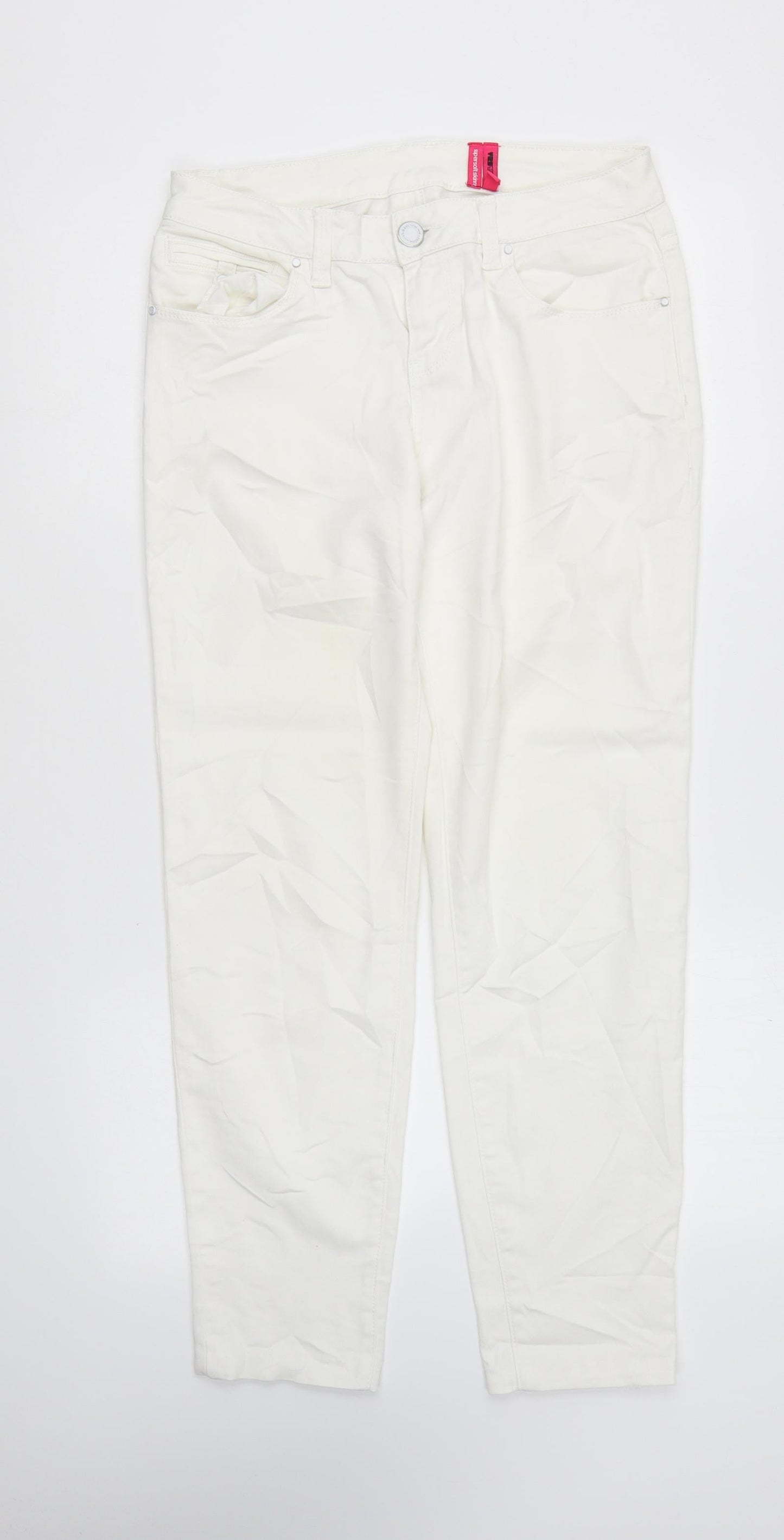Yes Yes Womens White Cotton Skinny Jeans Size 10 L27 in Regular Zip