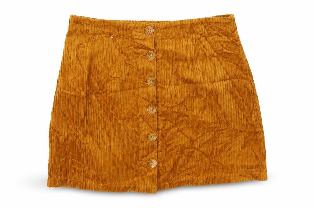 FOREVER 21 Womens Yellow Cotton Mini Skirt Size S Button