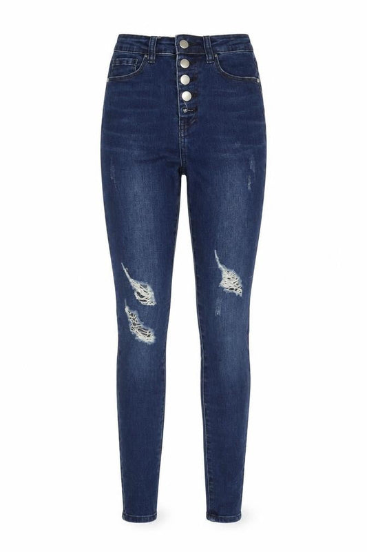 Quiz Womens Blue Cotton Skinny Jeans Size 6 L27 in Regular Zip