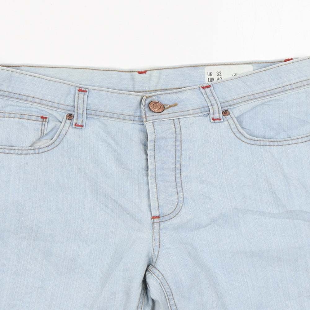 Denim & Co. Womens Blue Cotton Chino Shorts Size 32 in L9 in Regular Zip