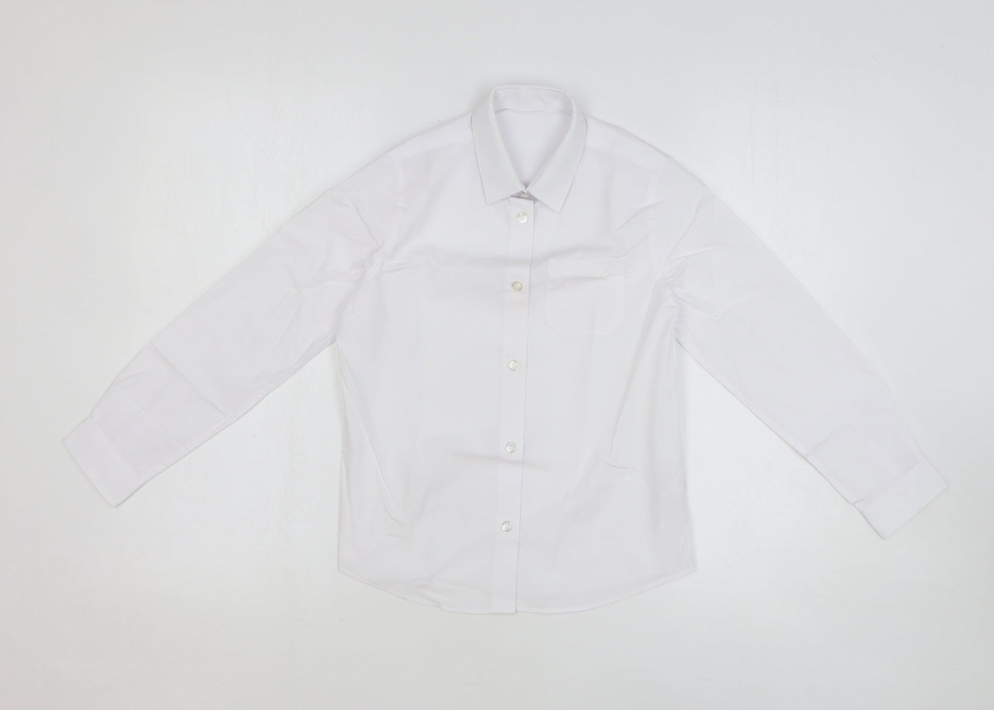 F&F Girls White Polyester Basic Button-Up Size 8-9 Years Collared Button - School Wear