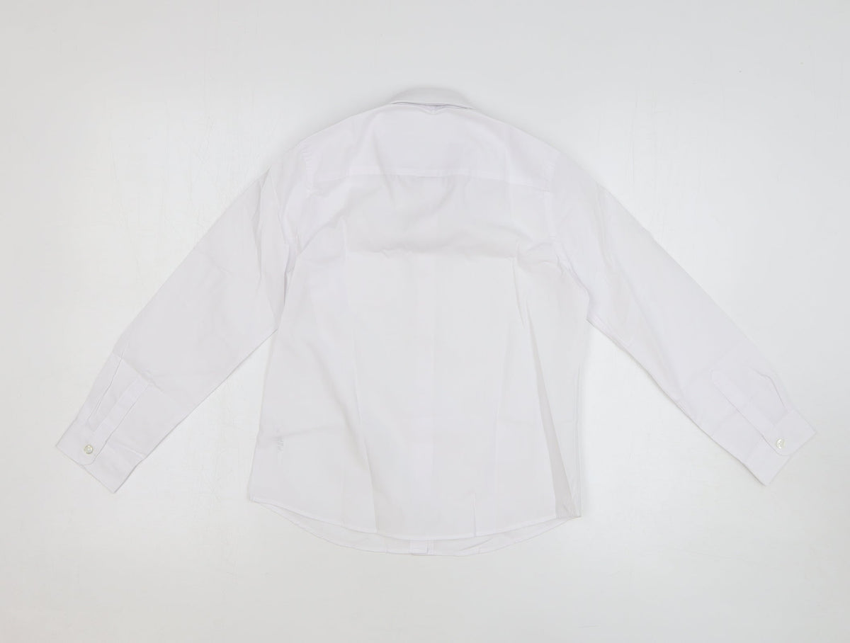 F&F Girls White Polyester Basic Button-Up Size 8-9 Years Collared Button - School Wear