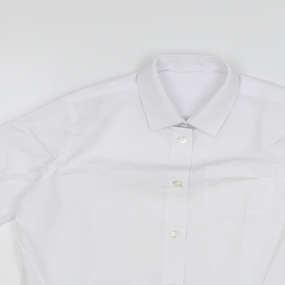 F&F Girls White Polyester Basic Button-Up Size 8-9 Years Collared Button - School Wear