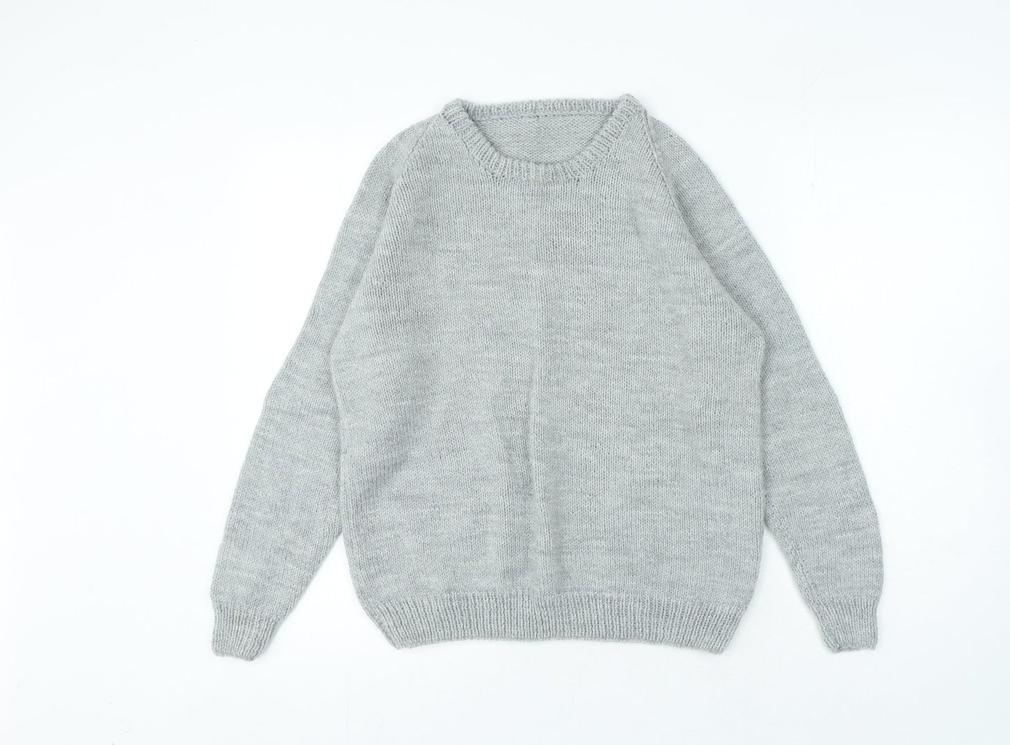 Preworn Womens Grey Crew Neck Acrylic Pullover Jumper Size S
