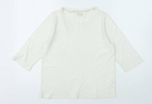 Monsoon Womens White Crew Neck Viscose Pullover Jumper Size 12