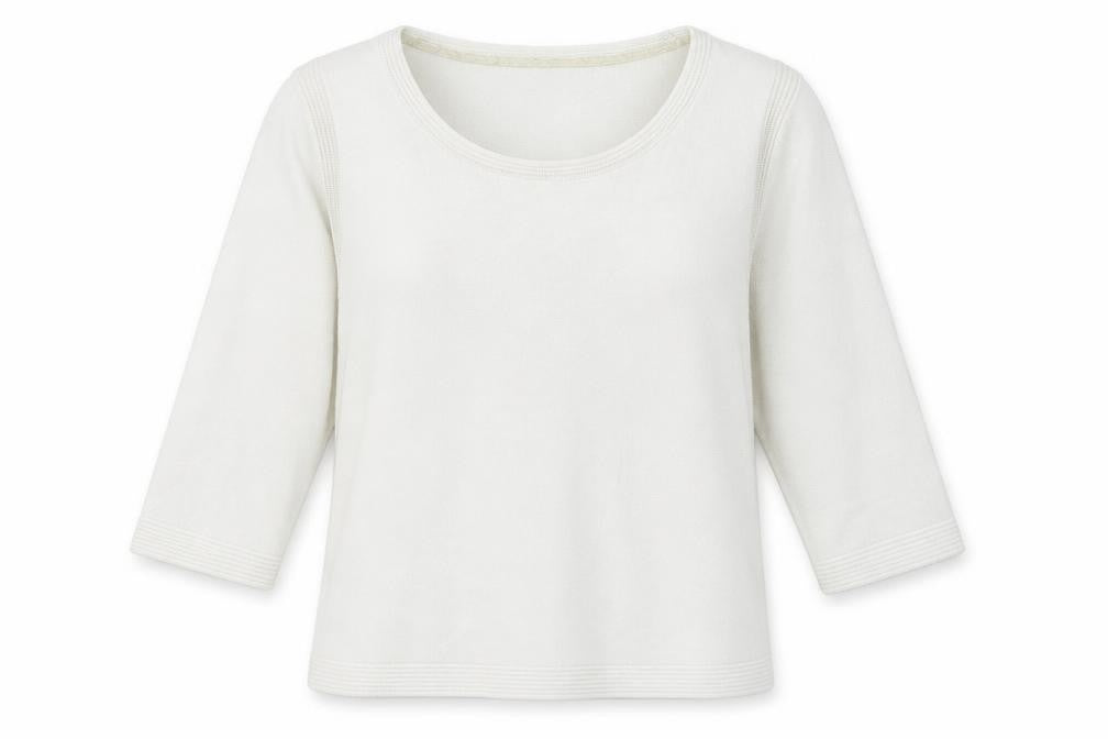 Monsoon Womens White Crew Neck Viscose Pullover Jumper Size 12