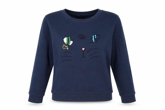 Marks and Spencer Womens Blue Cotton Pullover Sweatshirt Size 8 Pullover - Cat Detail