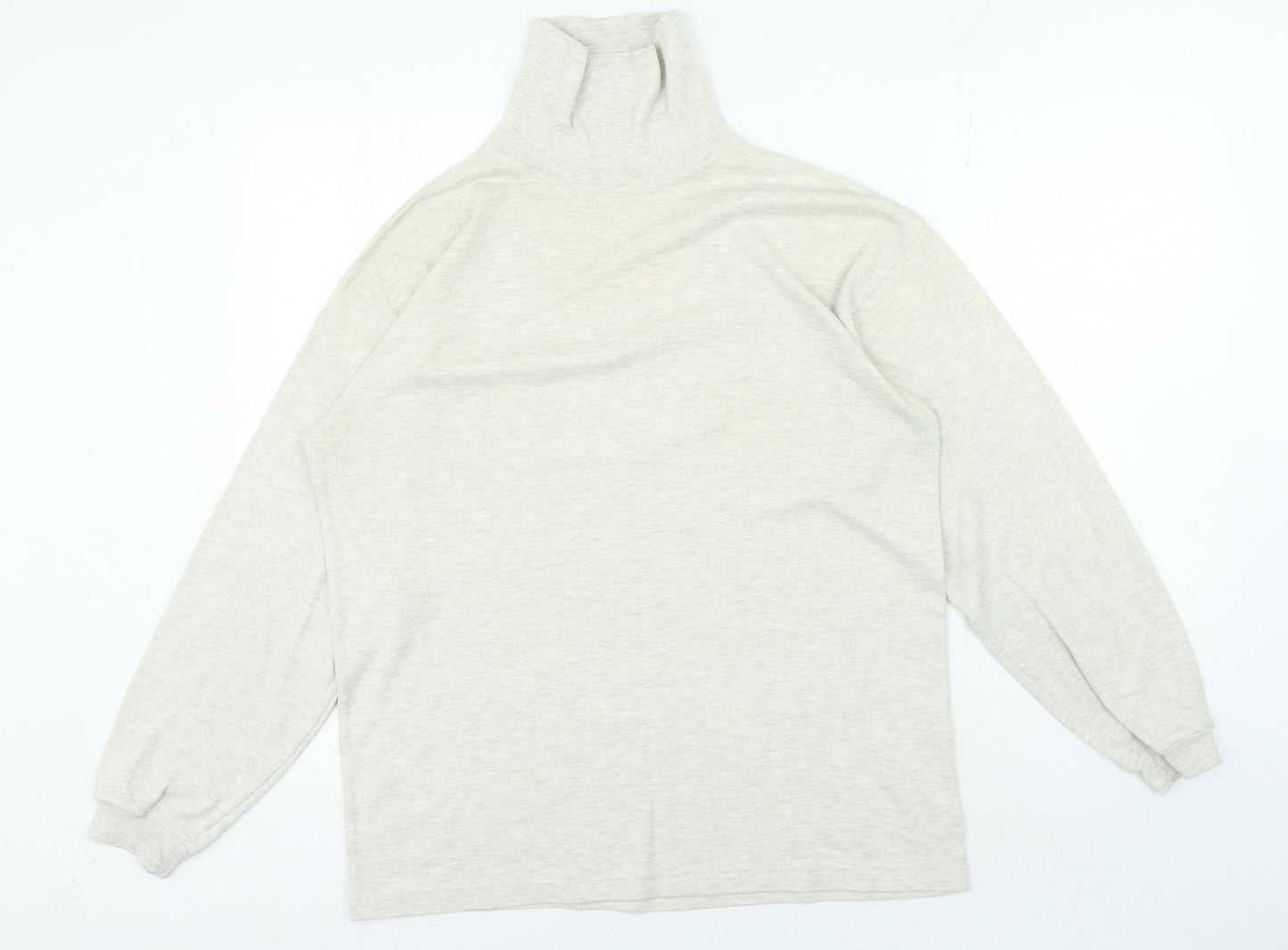 ANTARTEX Womens Beige High Neck Cotton Pullover Jumper Size M