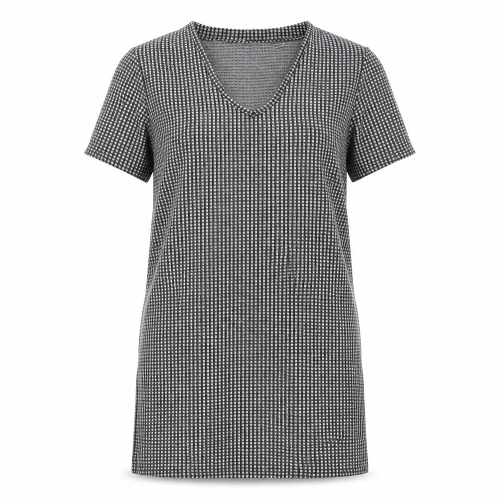 Matalan Womens Grey Plaid Polyester A-Line Size 12 V-Neck Pullover
