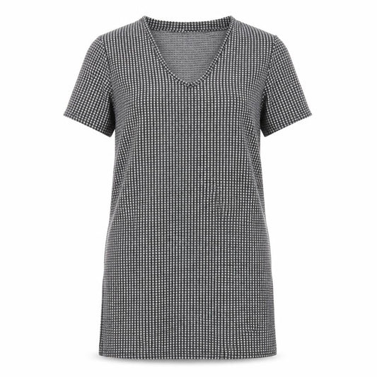 Matalan Womens Grey Plaid Polyester A-Line Size 12 V-Neck Pullover