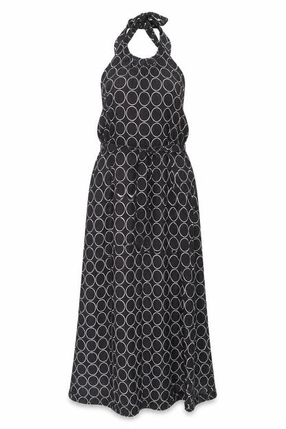 Next Womens Black Geometric Polyester A-Line Size 10 Halter Tie