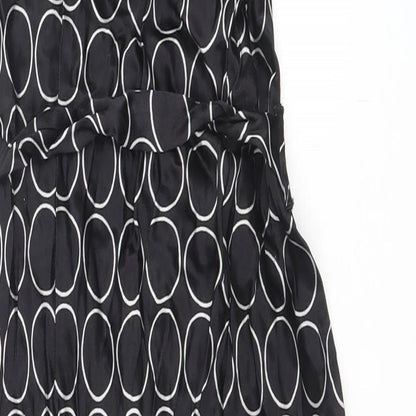 Next Womens Black Geometric Polyester A-Line Size 10 Halter Tie