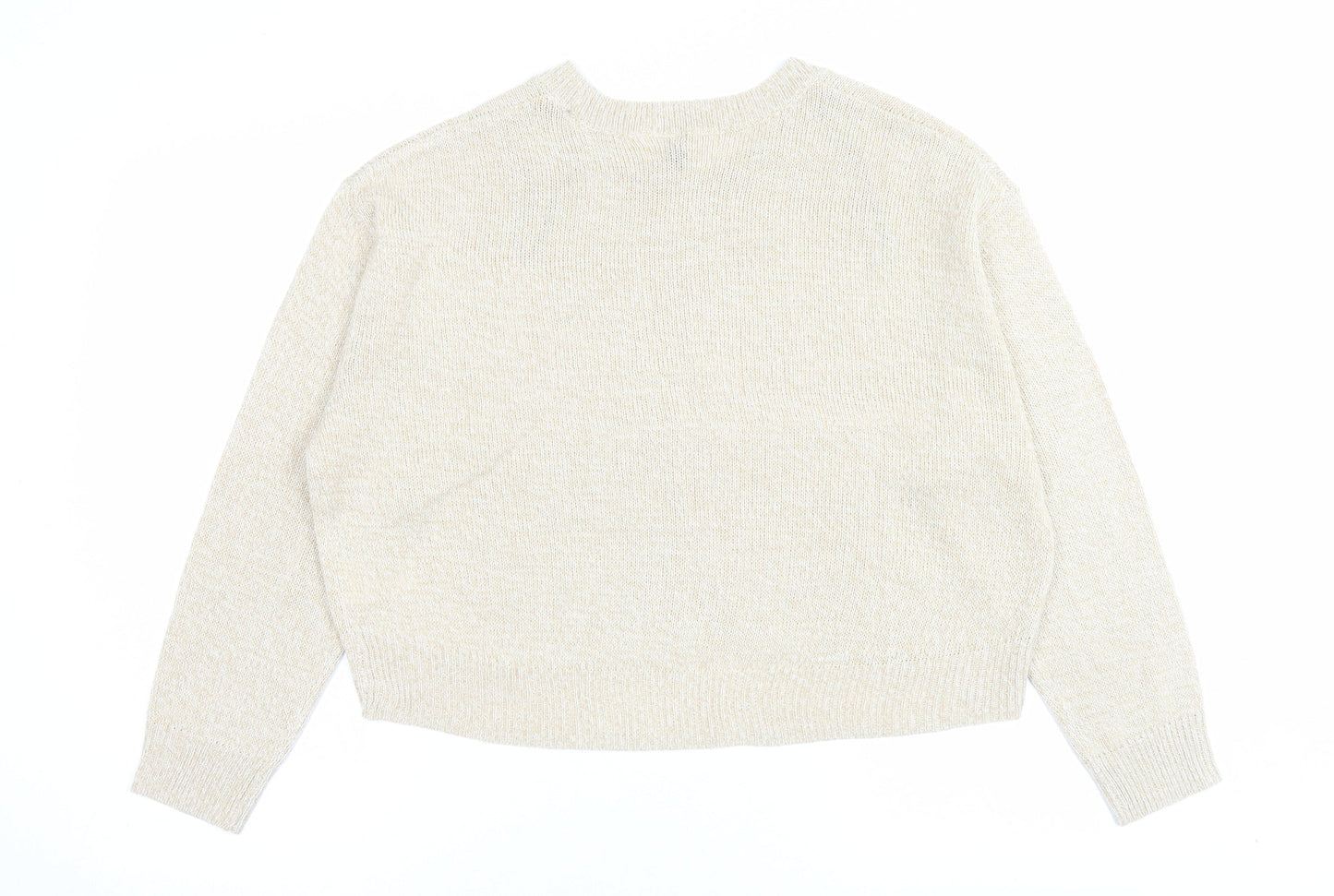 H&M Womens Beige Crew Neck Acrylic Pullover Jumper Size M