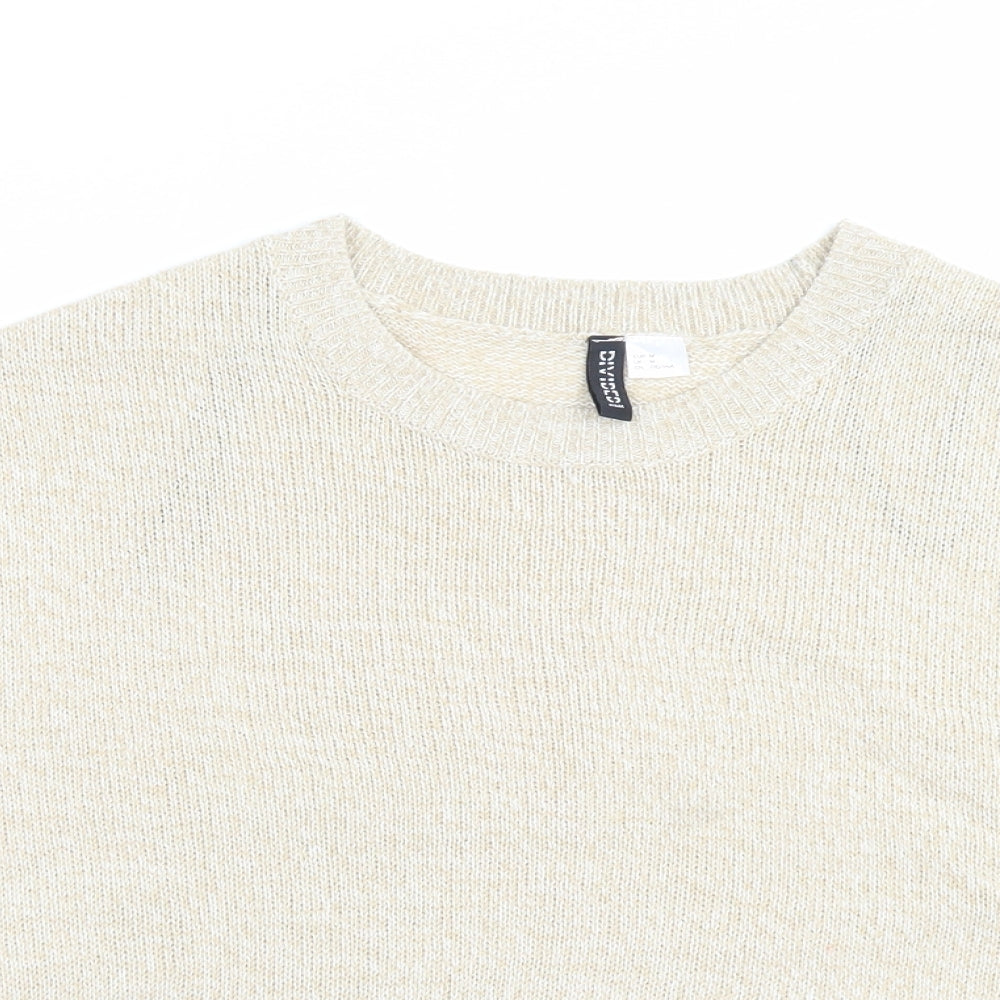 H&M Womens Beige Crew Neck Acrylic Pullover Jumper Size M