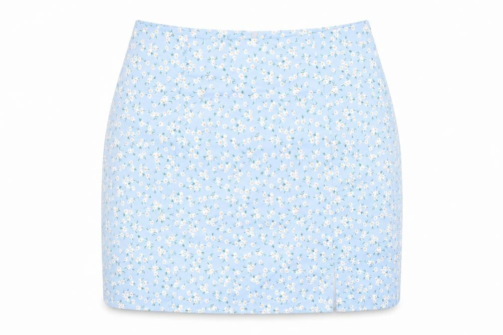 ROMWE Womens Blue Check Polyester A-Line Skirt Size M Zip