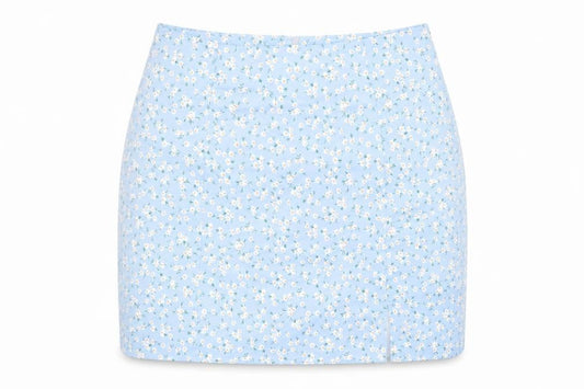 ROMWE Womens Blue Check Polyester A-Line Skirt Size M Zip