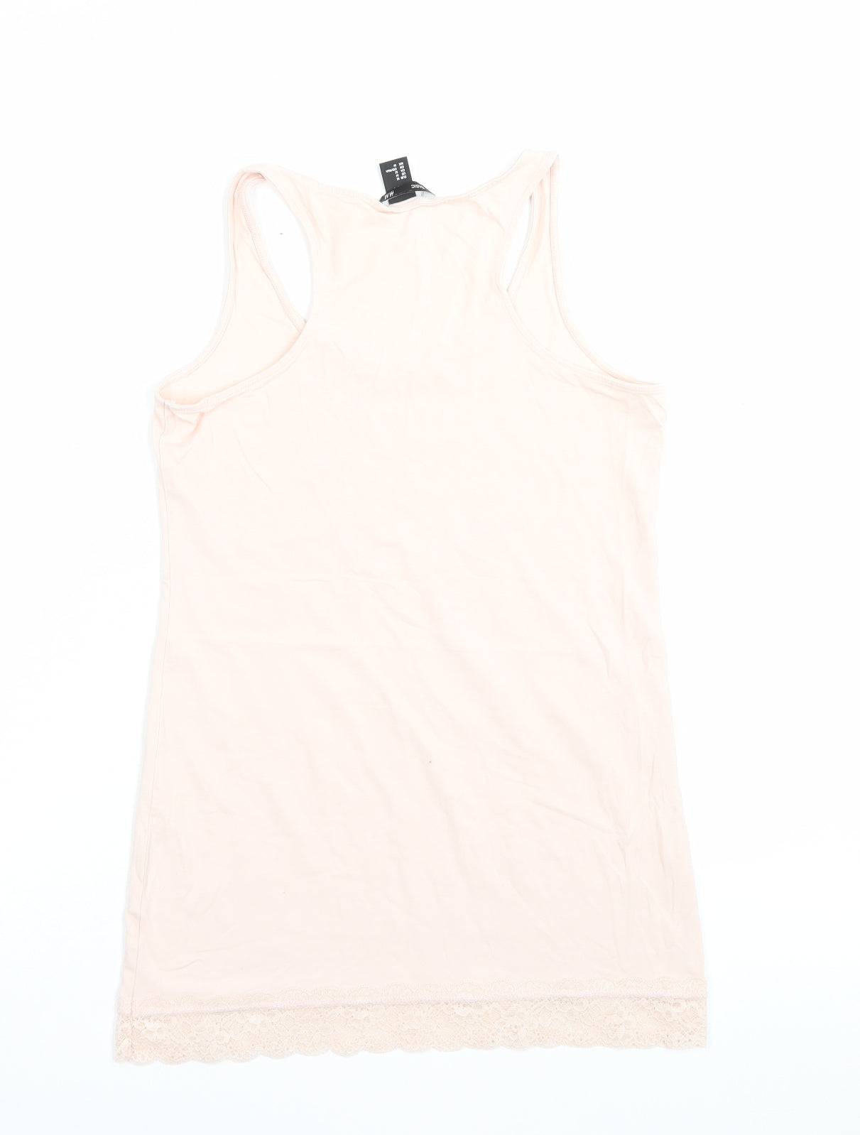 H&M Womens Pink Cotton Basic Tank Size M Scoop Neck - Lace Detail