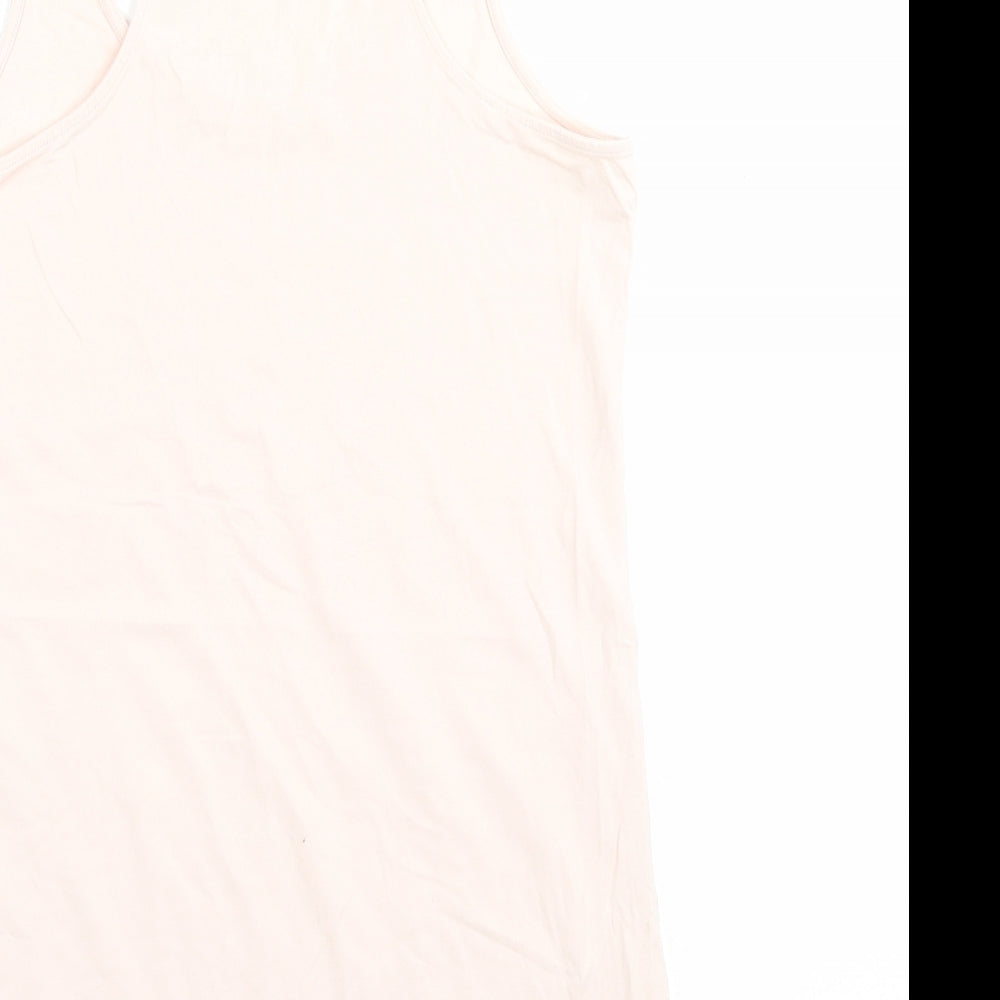 H&M Womens Pink Cotton Basic Tank Size M Scoop Neck - Lace Detail