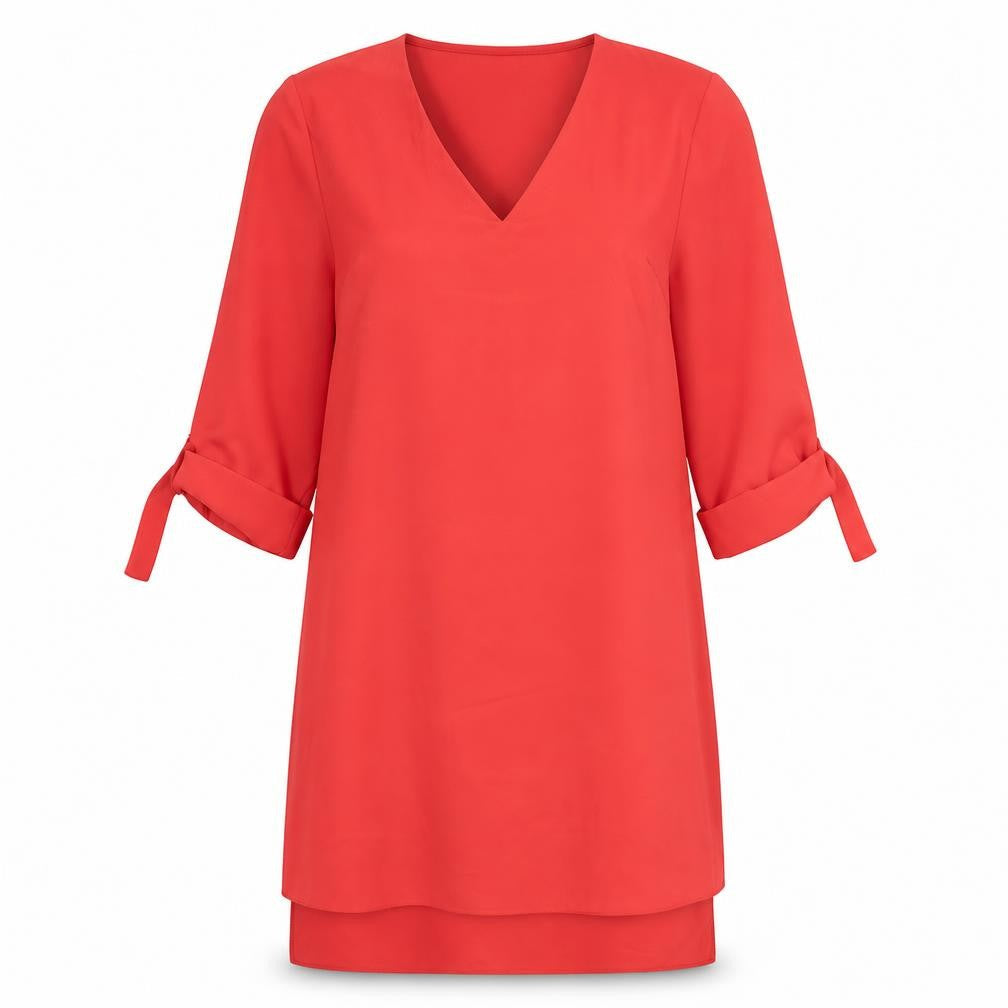 Atmosphere Womens Red Polyester A-Line Size 10 V-Neck Pullover