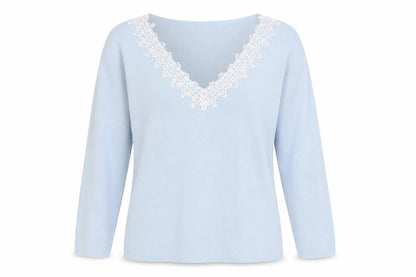 Debbie Morgan Womens Blue V-Neck Nylon Pullover Jumper Size M