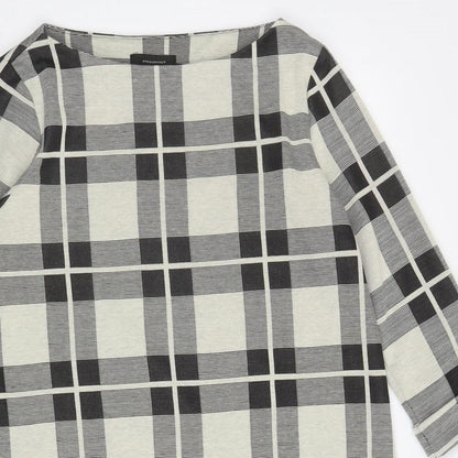Atmosphere Womens Black Plaid Polyester A-Line Size 14 Boat Neck Pullover