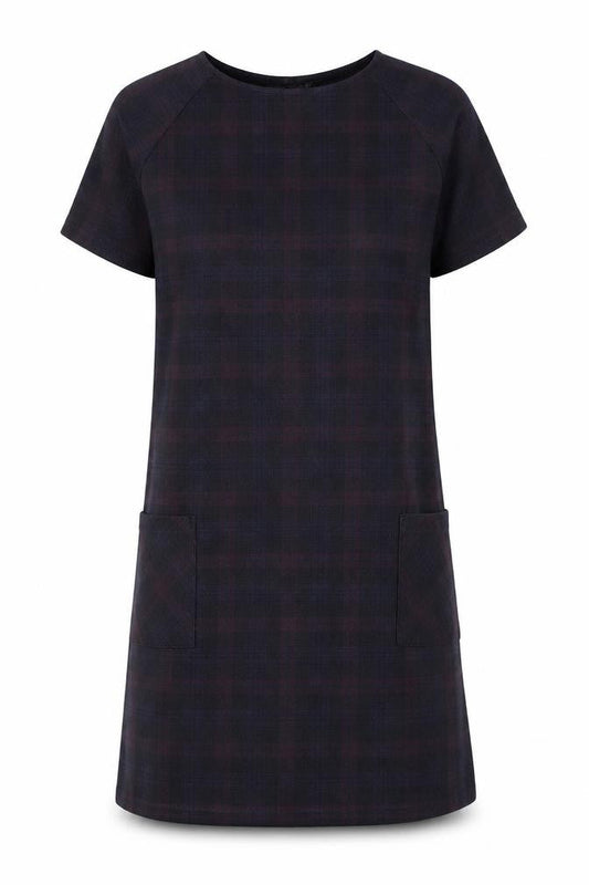 New Look Womens Blue Plaid Polyester T-Shirt Dress Size 12 Round Neck Pullover