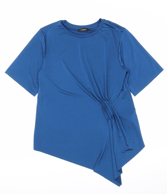 Marks and Spencer Womens Blue Polyester Basic T-Shirt Size 8 Round Neck