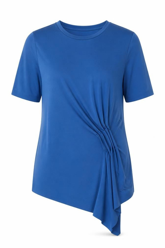 Marks & Spencer Womens Blue Polyester Basic T-Shirt Size 8 Round Neck