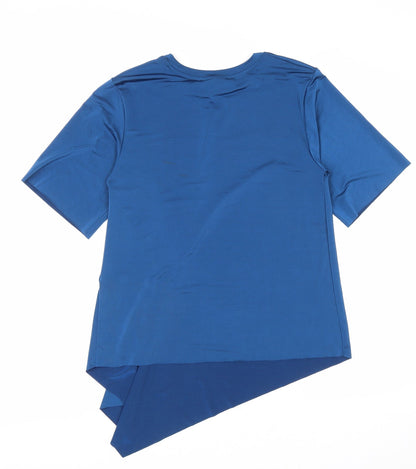 Marks & Spencer Womens Blue Polyester Basic T-Shirt Size 8 Round Neck