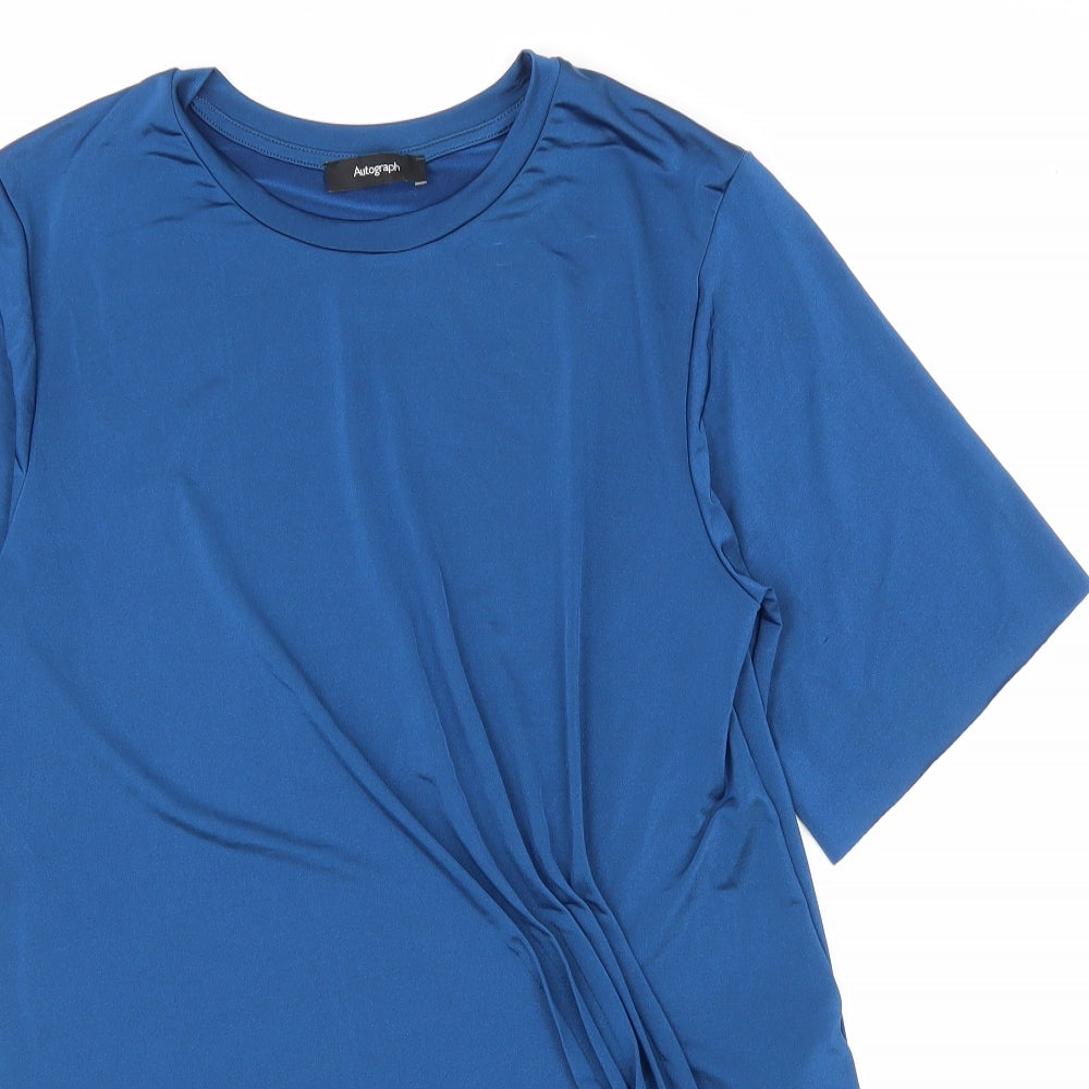 Marks and Spencer Womens Blue Polyester Basic T-Shirt Size 8 Round Neck