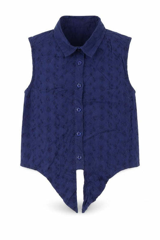 George Girls Black Floral Cotton Basic Button-Up Size 7-8 Years Collared Button