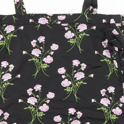 Warehouse Womens Black Floral Polyester Basic Blouse Size 10 Off the Shoulder - Cold Shoulder