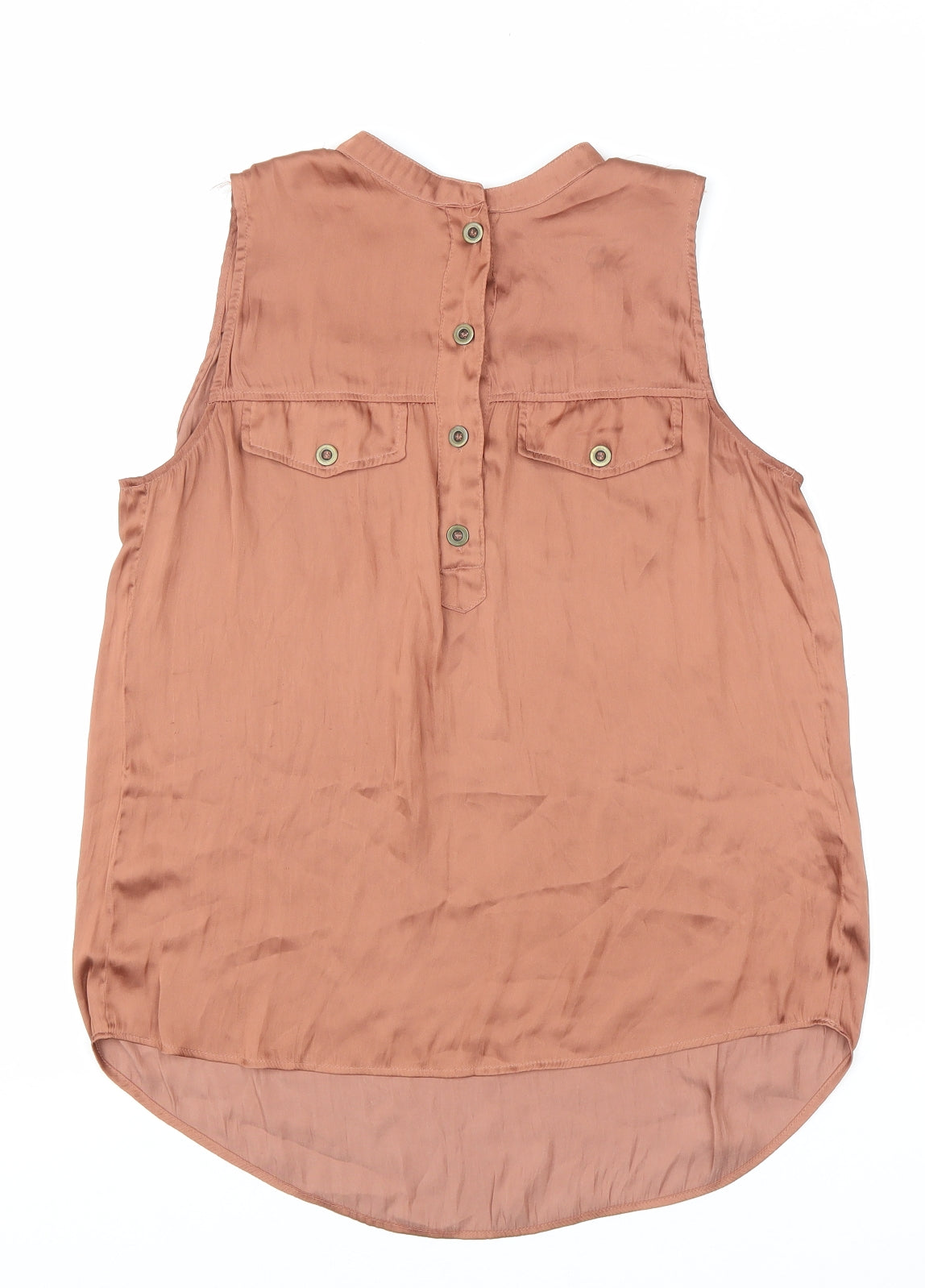 H&M Womens Brown Polyester Basic Blouse Size 8 Round Neck