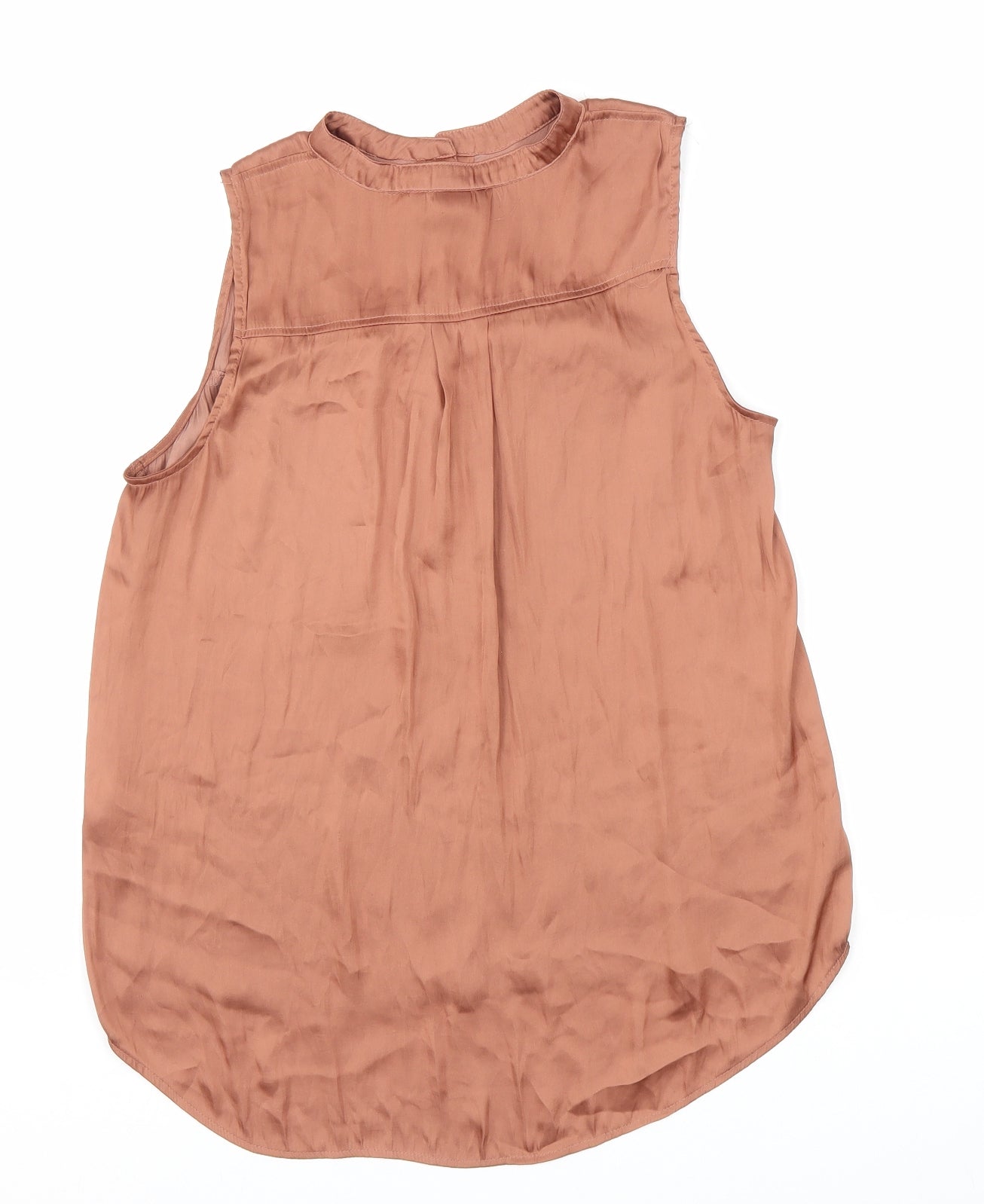 H&M Womens Brown Polyester Basic Blouse Size 8 Round Neck