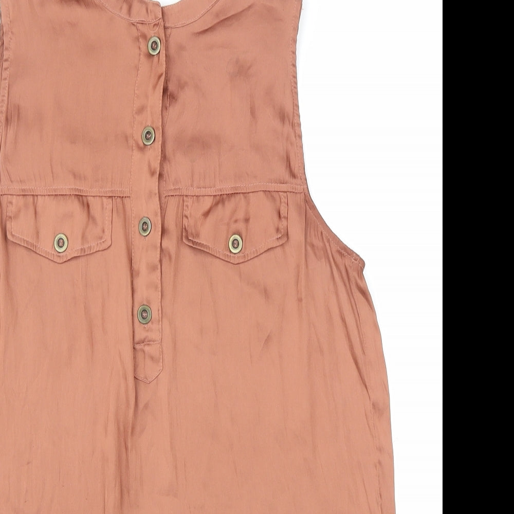 H&M Womens Brown Polyester Basic Blouse Size 8 Round Neck