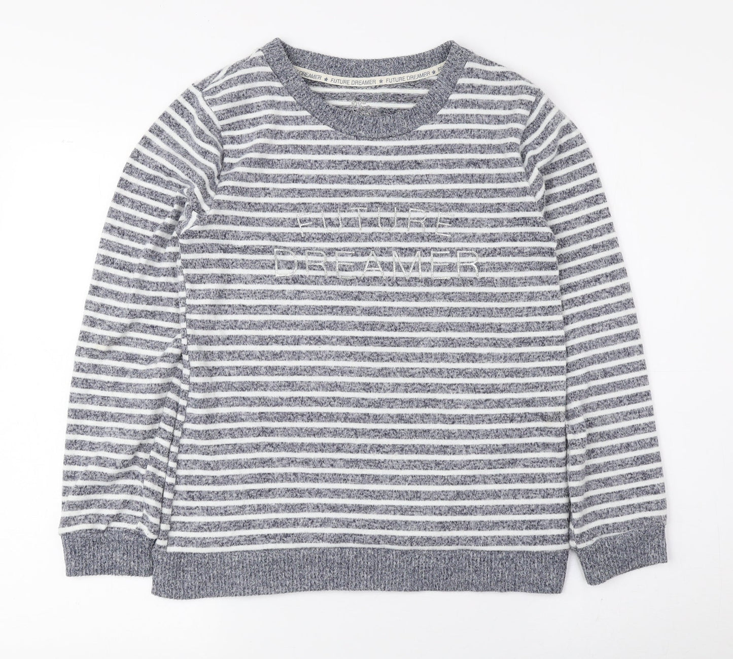 Love to Lounge Womens Blue Round Neck Striped Polyester Pullover Jumper Size XS - Future Dreamer